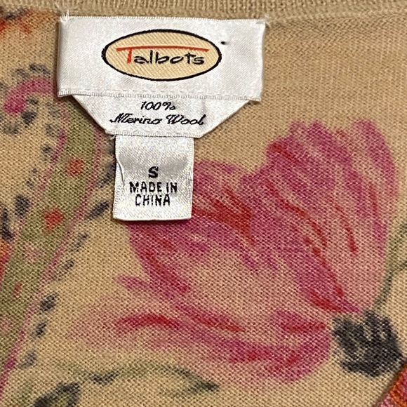 Talbots 100% Merino Wool Floral Paisley V-Neck Sweater Size Small - Picture 6 of 7